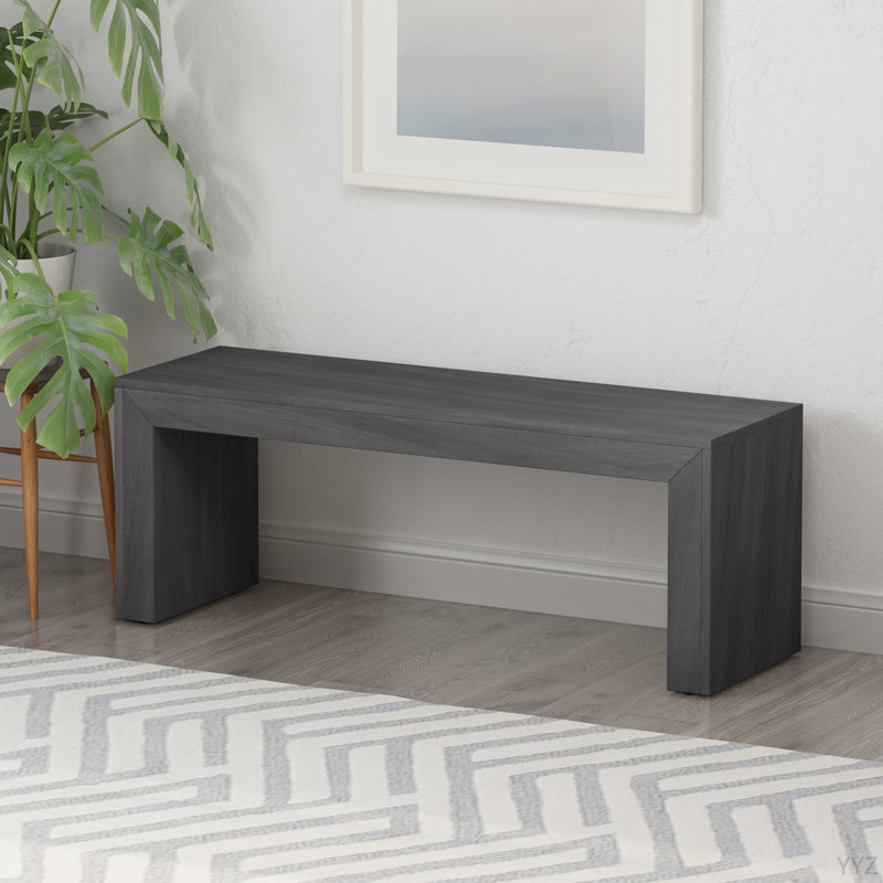 Banc en bois massif Oswisserie, Noir, H 18 po x l 48 po x P 15 po