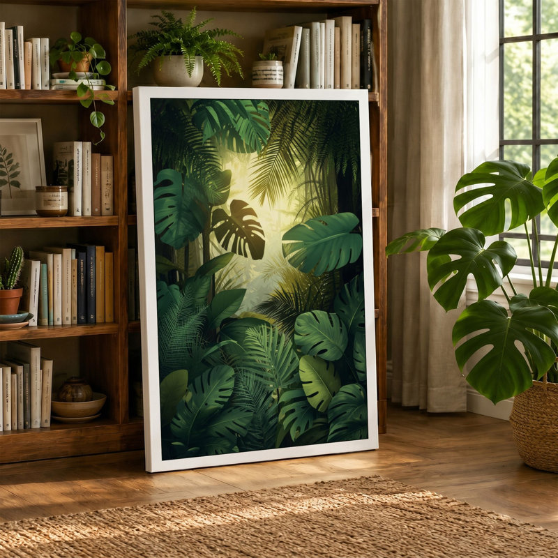 Jungle Light Tropical - Wrapped Canvas, 36x24 - 91.4 x 61.0 cm, Ochre Border