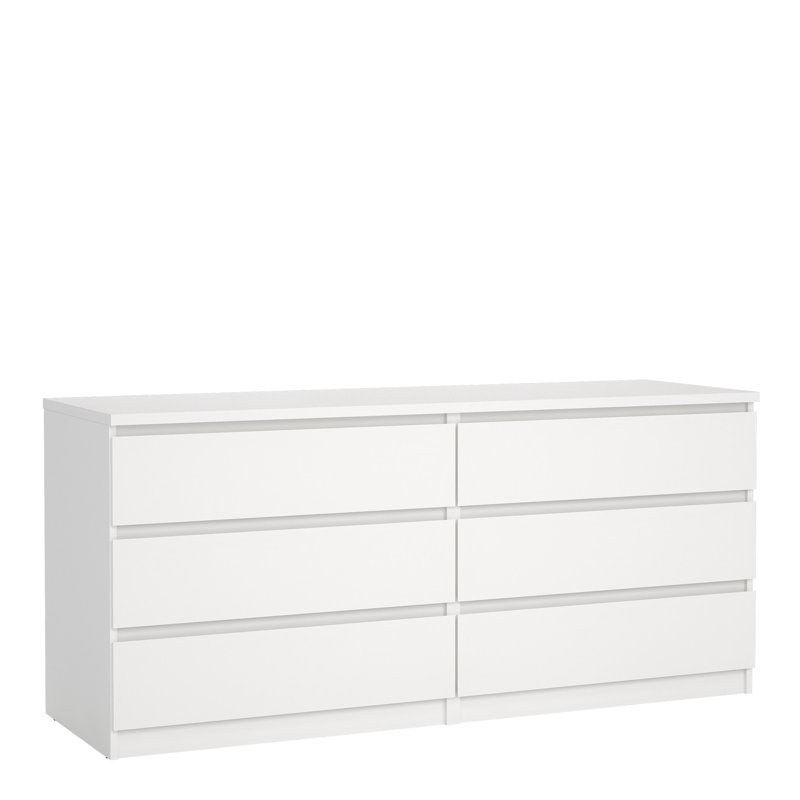 Razhane Wide Chest of 6 Drawers (3+3), White