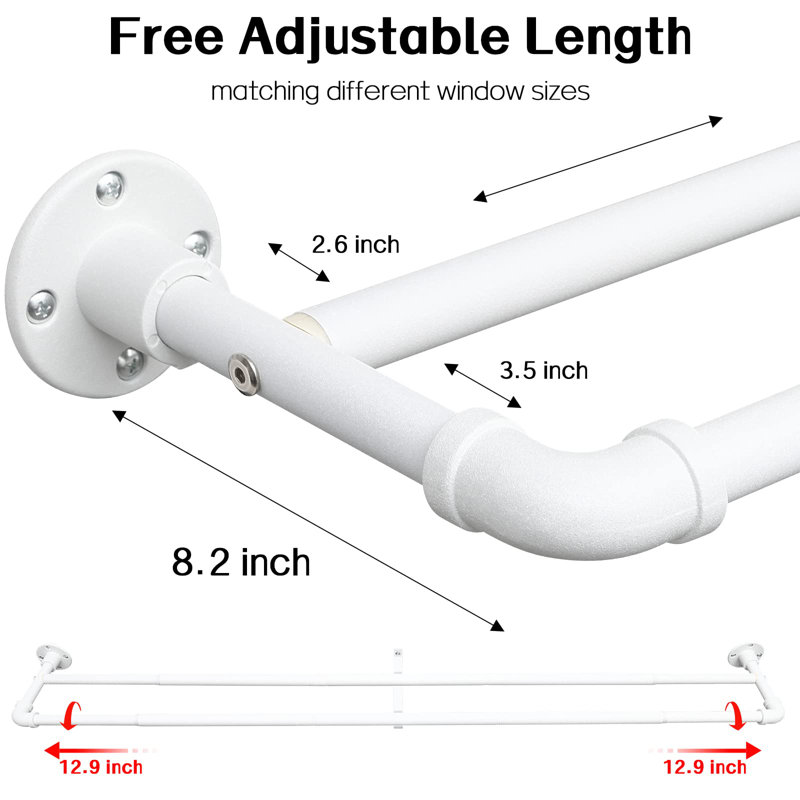 Anastasas Matte White Adjustable Double Curtain Pole, 74cm - 236cm