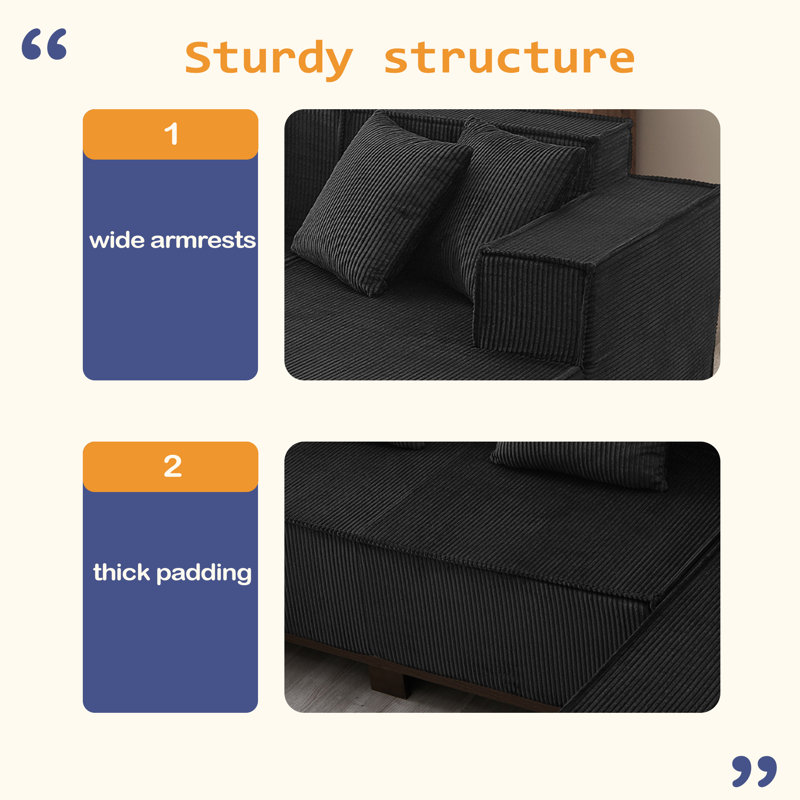 Canapé modulaire en U sophistiqué 130 po Sophisticed Top Design, Noir