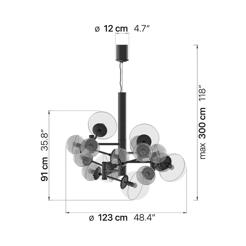 Global 16 - Light Chandelier, Bronze