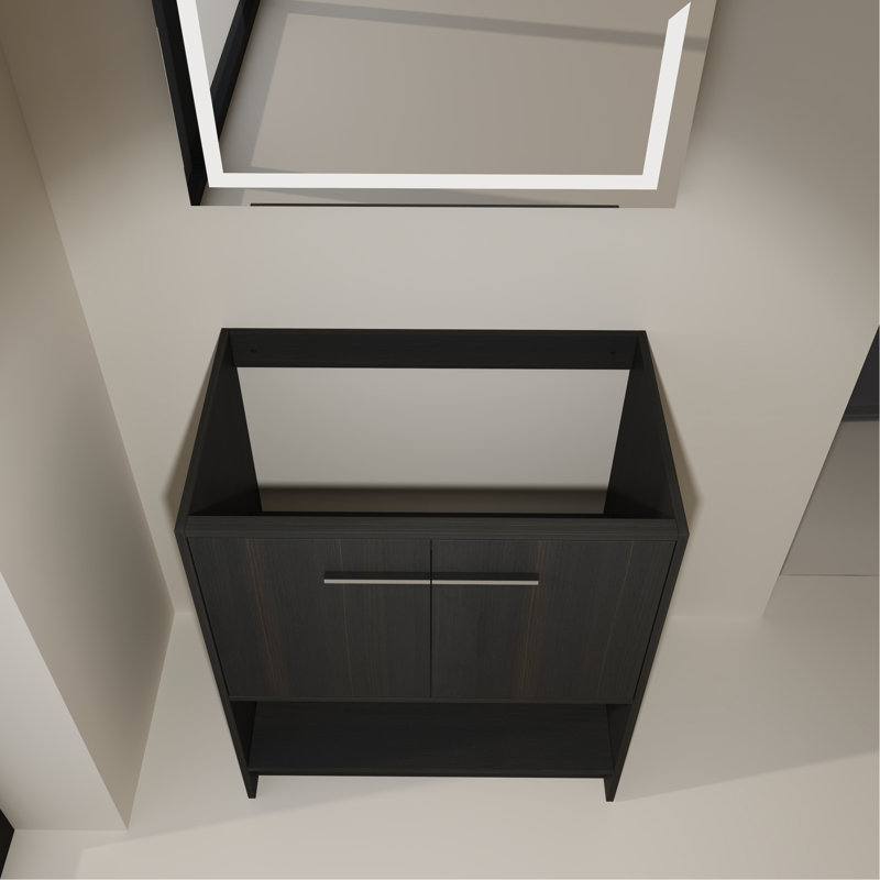 Bathroom Vanity, 2 Doors, Freestanding Bathroom Cabinet Vanity, Plywood (Excluding Sink), Chêne foncé
