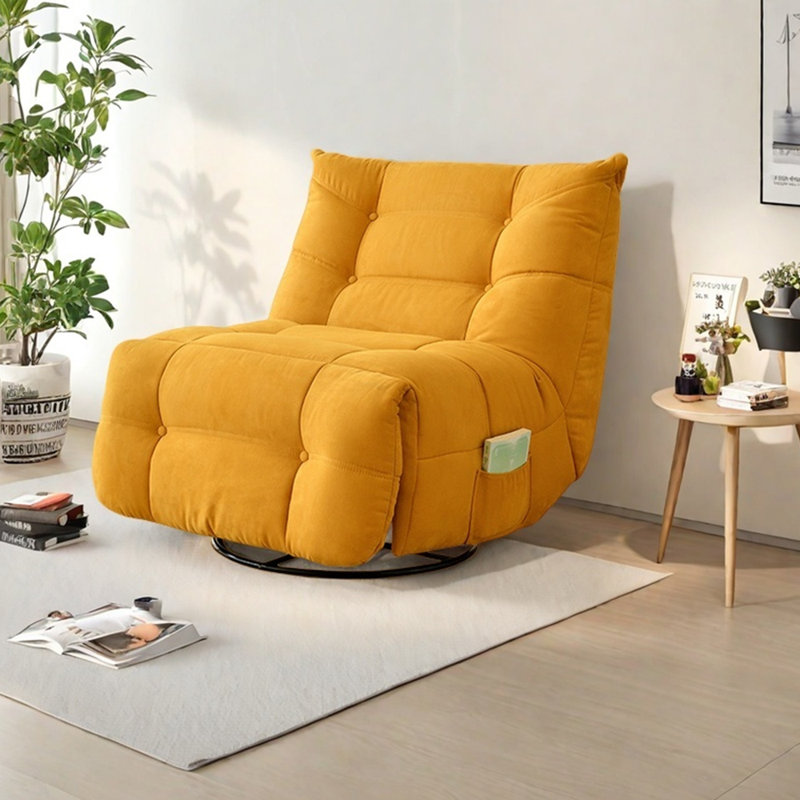 Ergonomic frosted velvet carbon steel recliner, Yellow