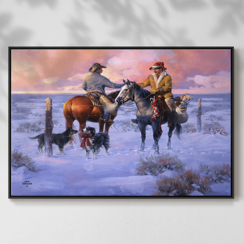 Sharin 'Christmas With The Neighbours, reproduction d'art sur toile, H 27 po x l 41 po x P 2 po, Noir