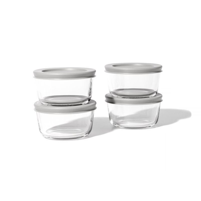 Contenant alimentaire en verre pour cuisine 8 pièces (1 tasse / 8,12 oz), Gris