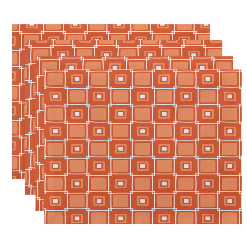 Endsley Polyester Geometric Rectangle Placemat, Coral