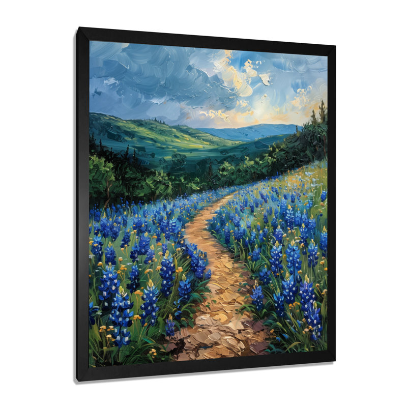 «Blue Green Meadow Charm Blue Bonnets II - Blue Bonnets», reproduction d'art, H 20 po x l 12 po x P 1 po