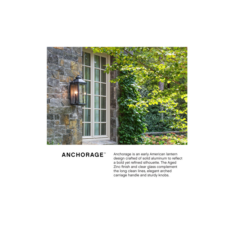 Anchorage 3 -Bulb 23.8" H Outdoor Hanging Lantern, Aged Zinc, Incandescent