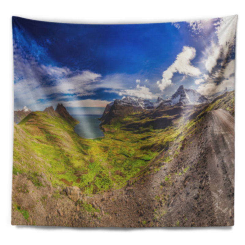 Tapisserie de la mer arctique et des montagnes vertes Landscape, H 32 po x l 39 po