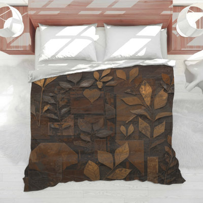 Brown Leaf Wall Art Comforter