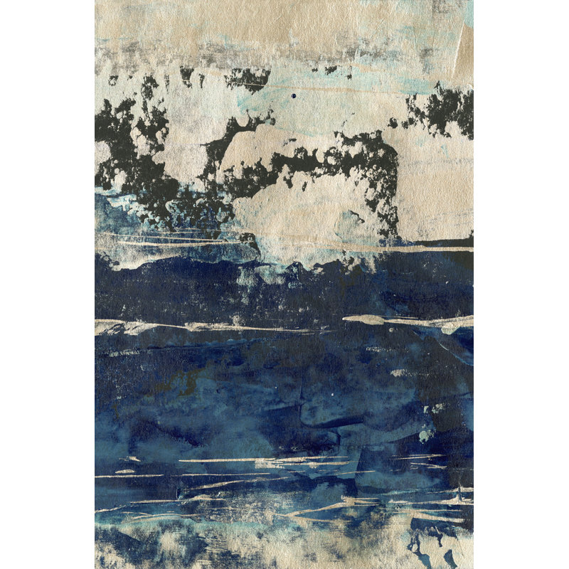 Silver Surf II by Ethan Harper - Painting on Canvas, 46cm H x 30cm W, Black Floater Framed