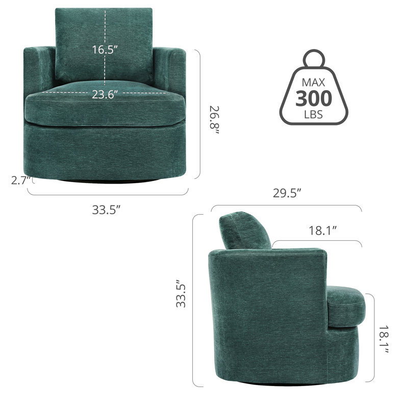 Blendia Upholstered Swivel Barrel Chair (Set Of 2), Green