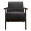 Siège gris foncé de style Mid-Century avec ressorts ensachés et structure en bois d'hévéa massif