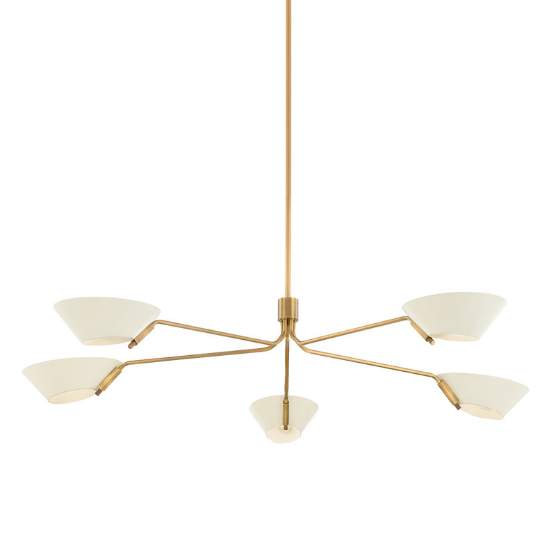 Sacramento 5-Light Patina Brass and Soft Sand Chandelier