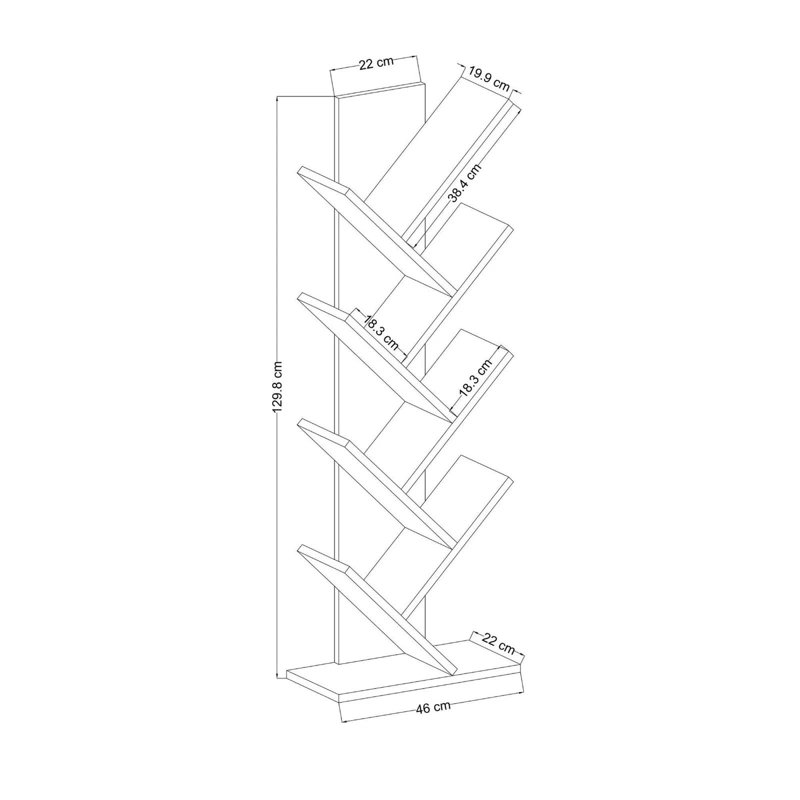 Modern Bookshelf, Oak & White Finish, 18.1 x 51.1 x 8.7 inches | 100% Melamine Coated Chipboard, Thickness: 0.7 inches | Stylish Storage Solution for Home & Office, Durable & Elegant Design