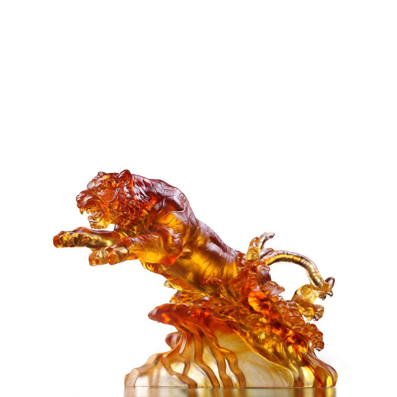 Zodiac Crystal Tiger Figurine, Amber