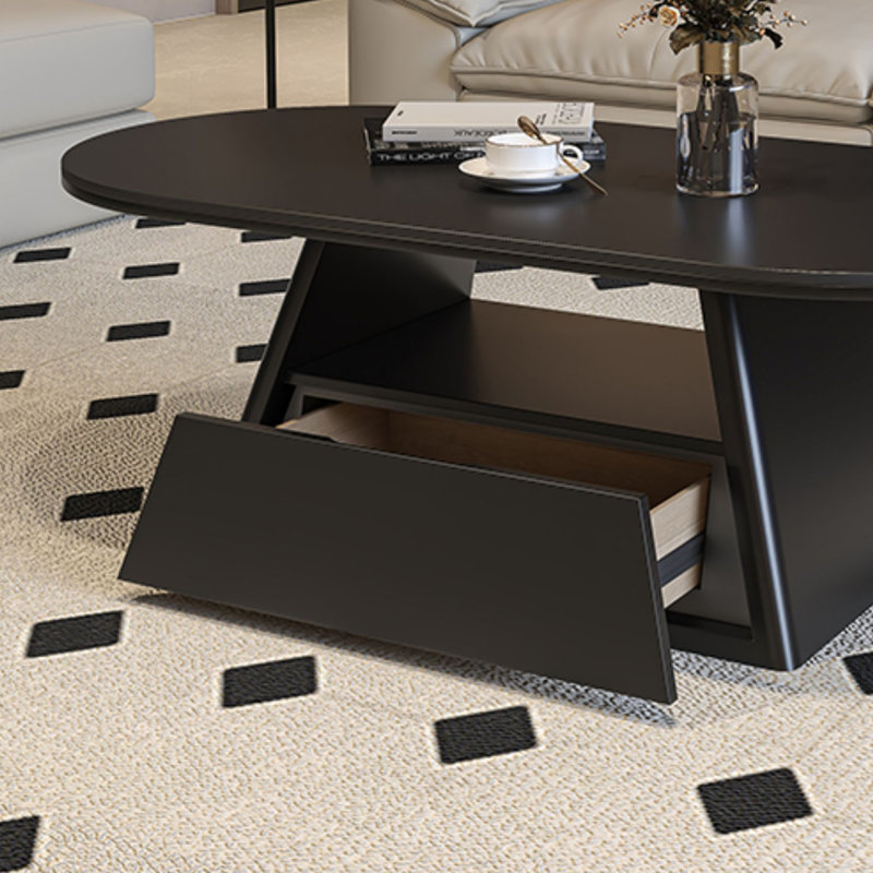 Table basse en ardoise simple avec rangement, H 15,74 po x l 51,18 po x P 27,55 po, Black