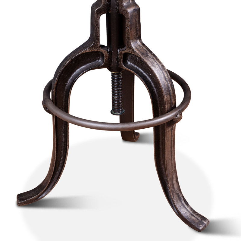 Wellington Upholstered Adjustable Stool with Metal Frame, Brown