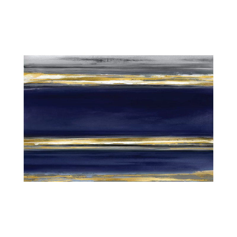 Parallel Lines On Indigo by Allie Corbin - Wrapped Canvas Painting, 20.32 cm H x 30.48 cm W
