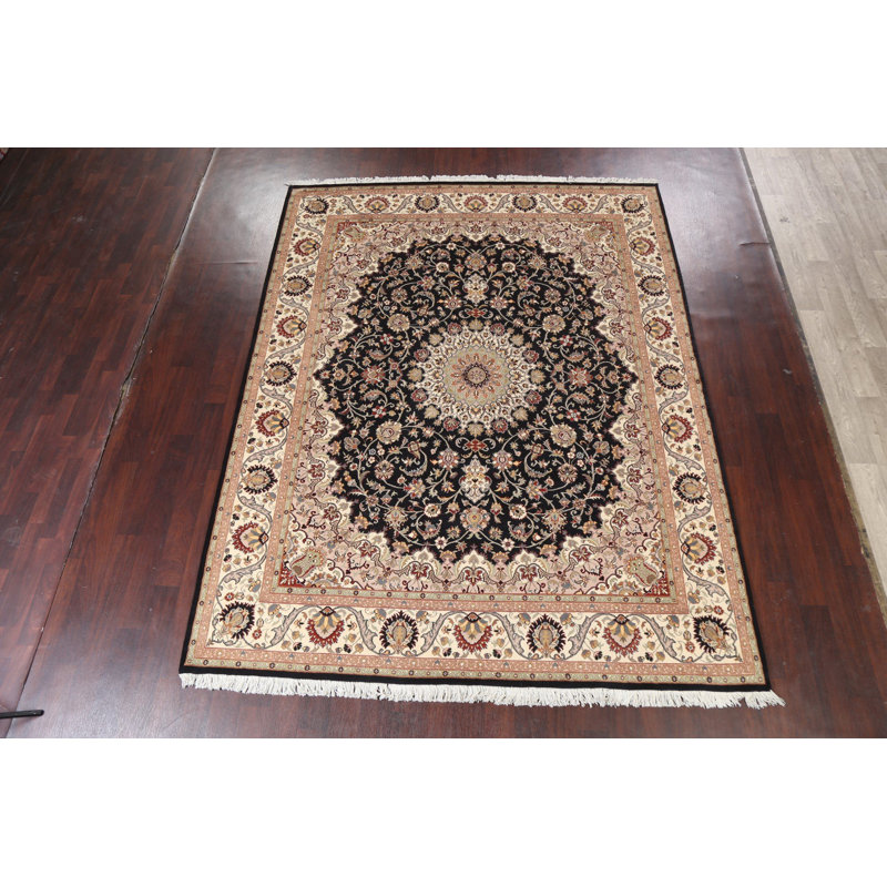 Tapis oriental à teinture végétale Tabriz noué à la main 8 x 10