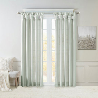 Twist Tab Lined Window Curtain Panel Dusty Aqua 50x120"