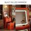 Coiffeuse 3 en 1 avec miroir rabattable et lumières, bureau de maquillage compact avec tabouret caché et tiroirs de rangement, orange-592028870