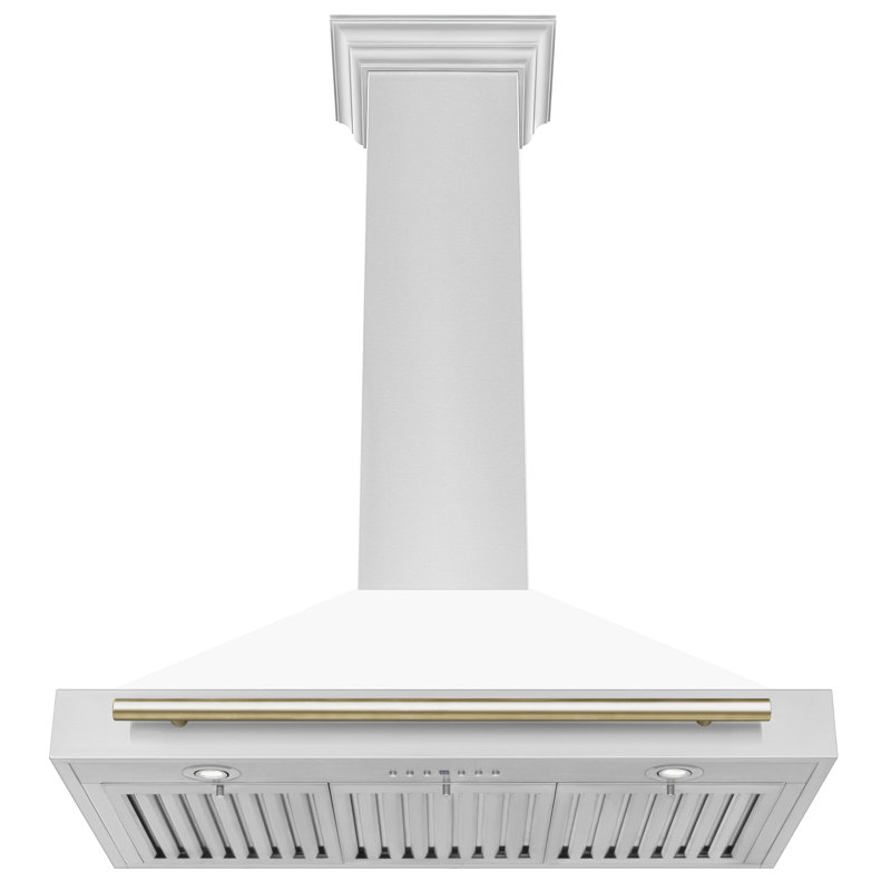 Hotte de cuisine en acier inoxydable 36 po ZLINE, Blanc mat / or