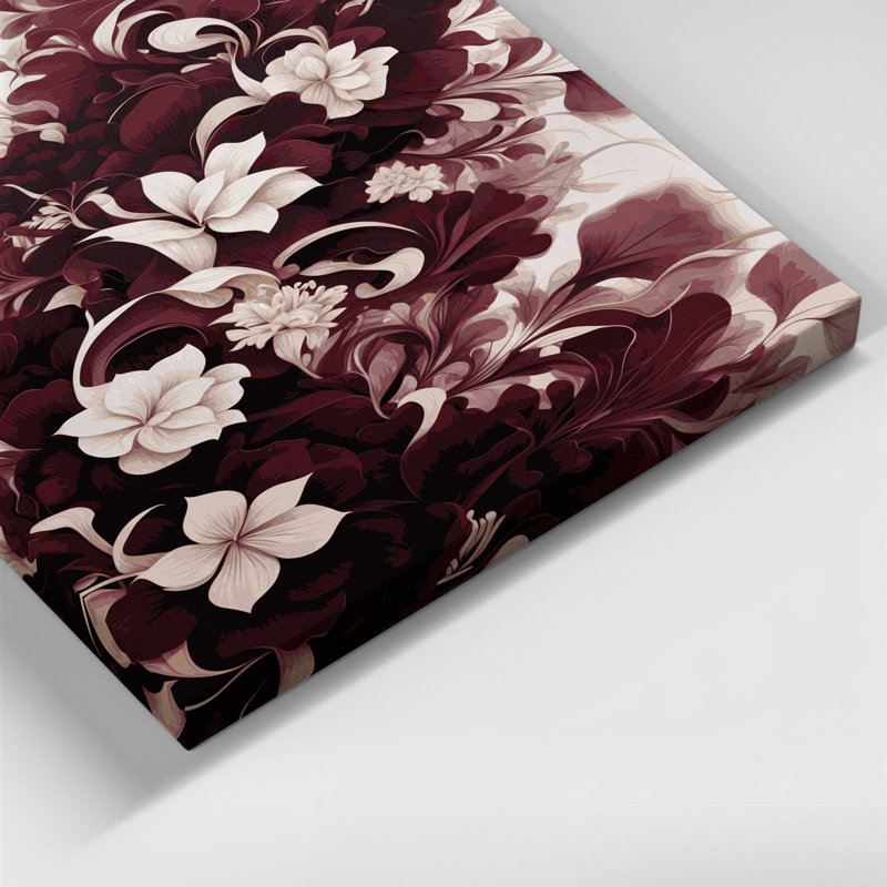 Abstrait floral 43, art mural sur toile brune, H 18 po x l 12 po