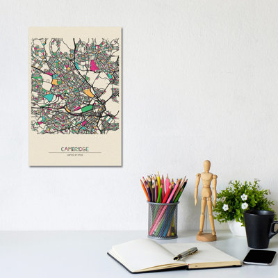 Cambridge, Massachusetts Map by Ayse Deniz Akerman - Wrapped Canvas Gallery-Wrapped Canvas Giclée