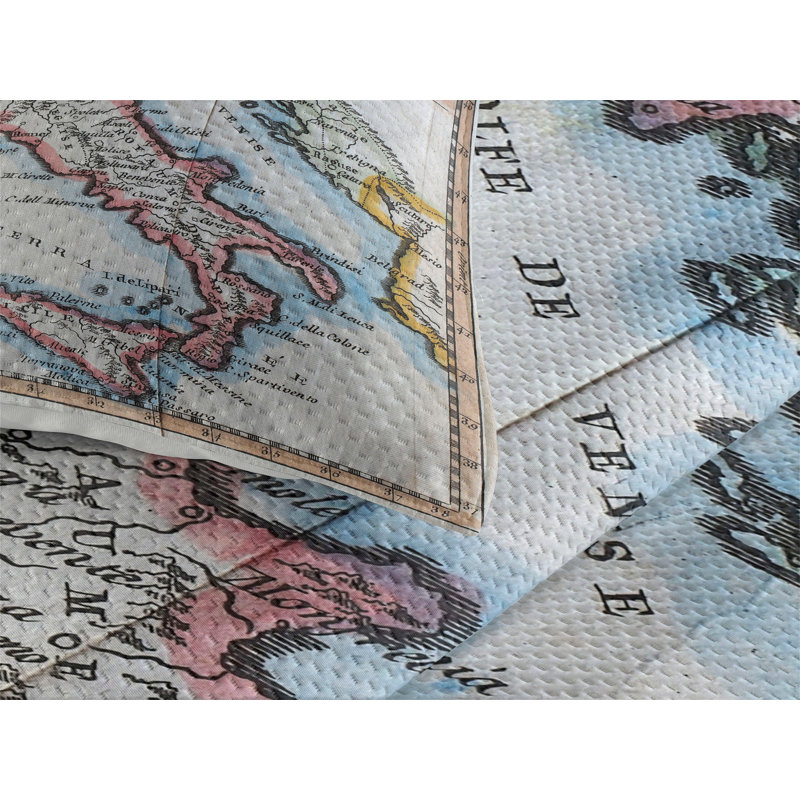 Wanderlust Eclectic Polyester Coverlet, King Bedspread + 2 Shams