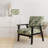 Bamboo Whispers Tropical Pattern - Upholstered Coastal Arm Chair, Green Accent Chair