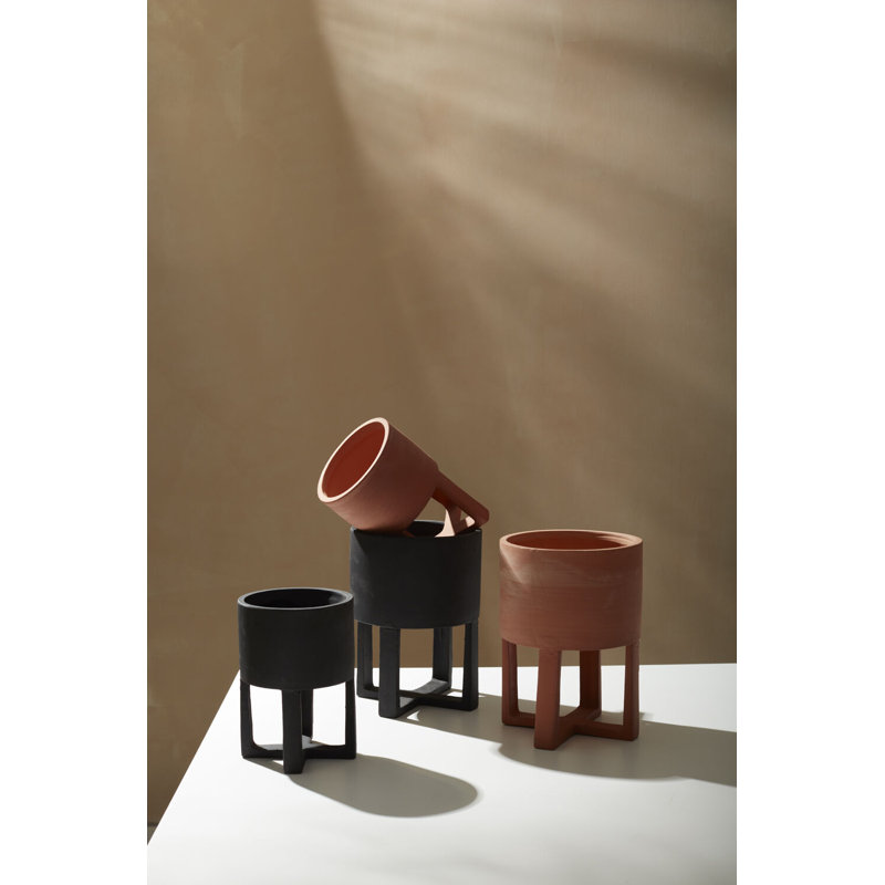 Patsy Footed Pot 7"x 10", 10" H x 7" W x 7" D, Black