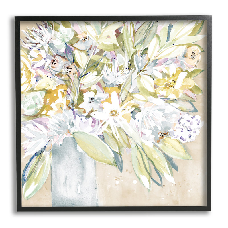 Arrangement floral complet, Giclée encadrée noir minuit, H 12 po x l 12 po x P 1,5 po