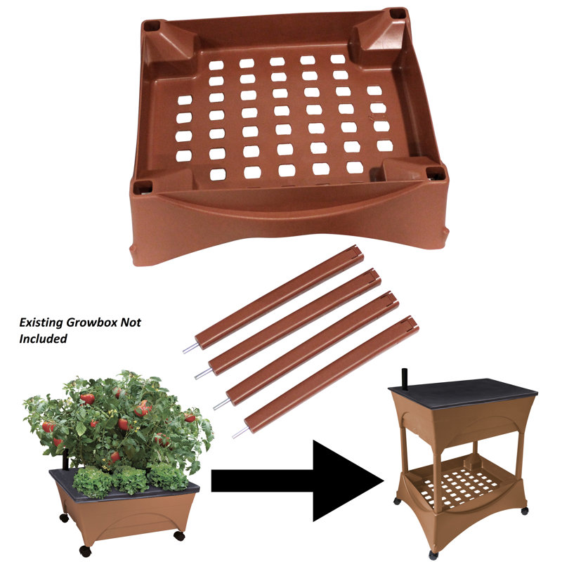 Ilies City Pickers Stand Accessory Kit - Includes Legs and Casters - Turns into Raised Bed Garden, Brown