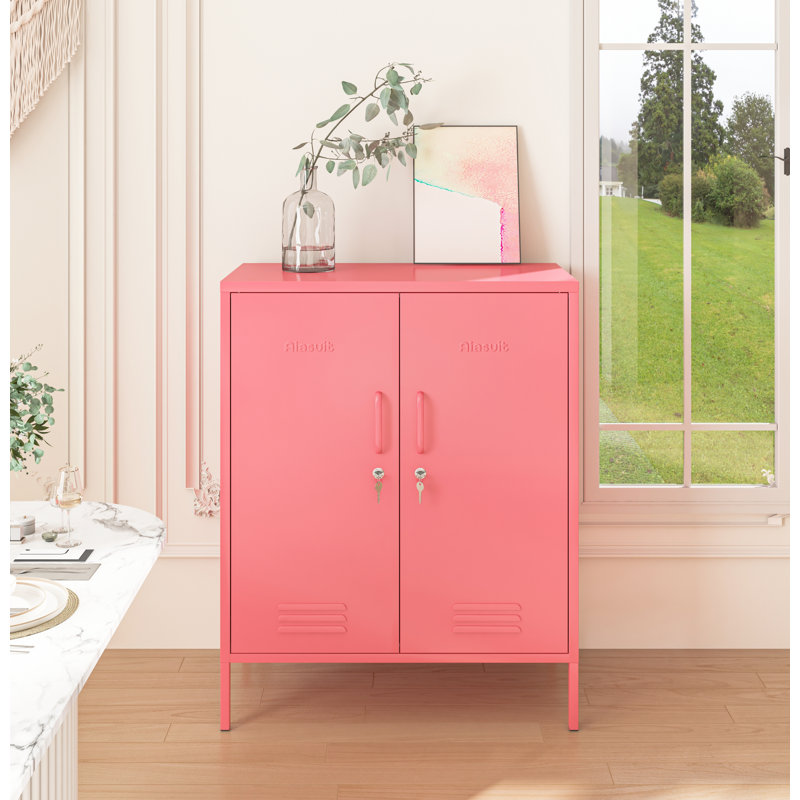 2 Door Lockable Metal Storage Cabinet, 3-Tier Heavy Duty Industrial Cabinet with Removable Shelves, Easy Assembly Multi-Purpose Storage for Home Office