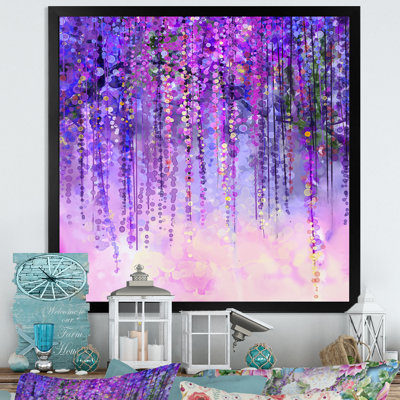 Printemps fleurs mauves arbre Wisteria en fleur - œuvre d'art traditionnelle sur toile