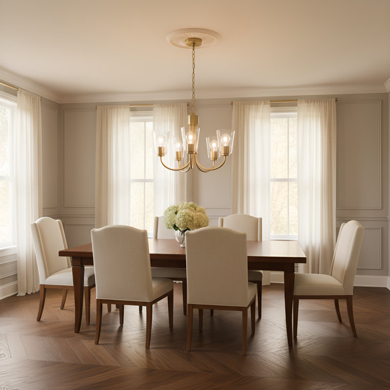 Lustre à cinq lumières Miles de Génération Lighting , H 17,375 po x l 21 po x P 21 po, 5 lumières, Laiton satiné
