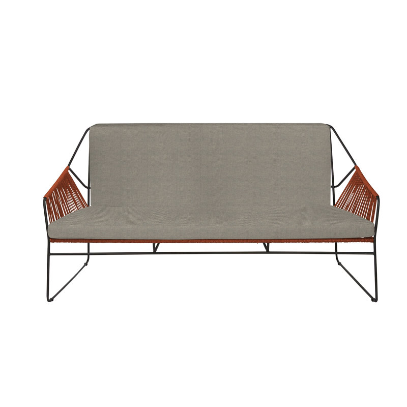 Sandur 61'' Wide Metal Loveseat with Cushions, Terra Cotta Rope/Anthracite Frame, Lantern Slate