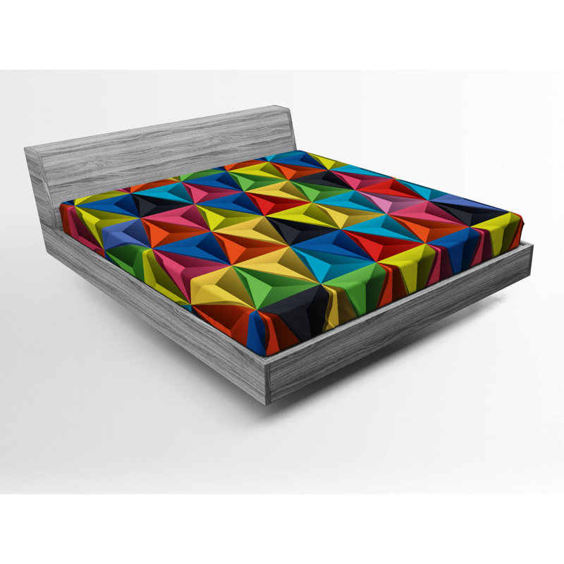 Microfiber Geometric Fitted Sheet, Queen Fitted Sheet