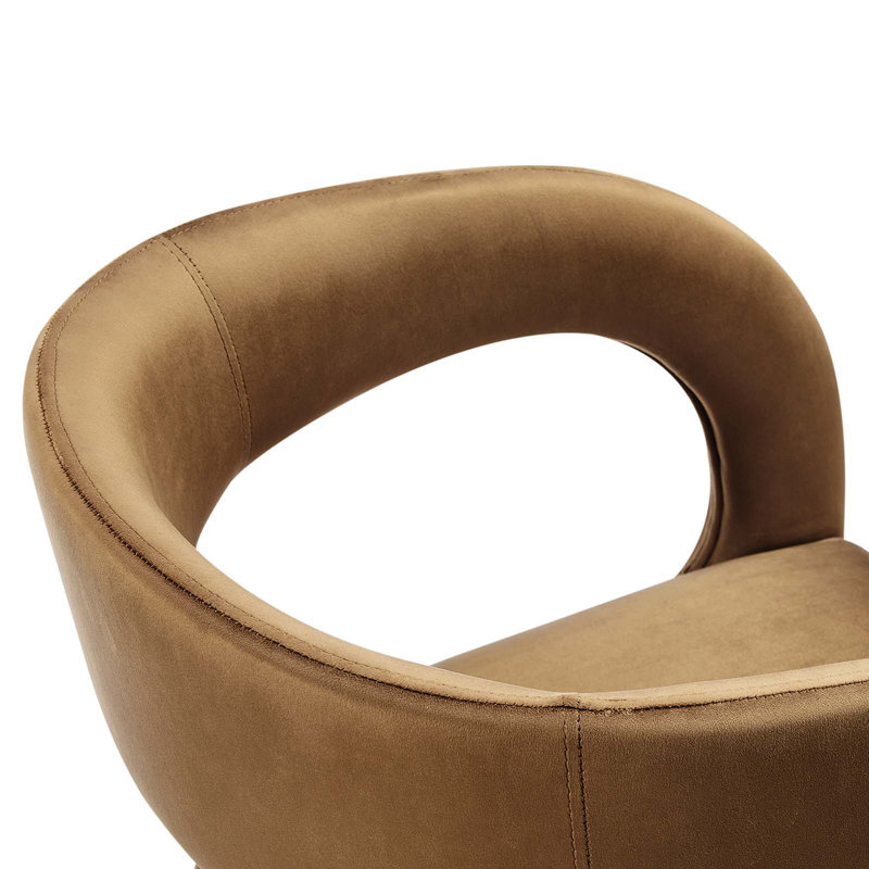 Modway Pinnacle Boucle Upholstered Dining Chair, Velvet Brown