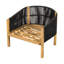 Fauteuil club d'extérieur en bois avec décoration en corde gris foncé et coussin en bois de haute qualité, configuration élastique