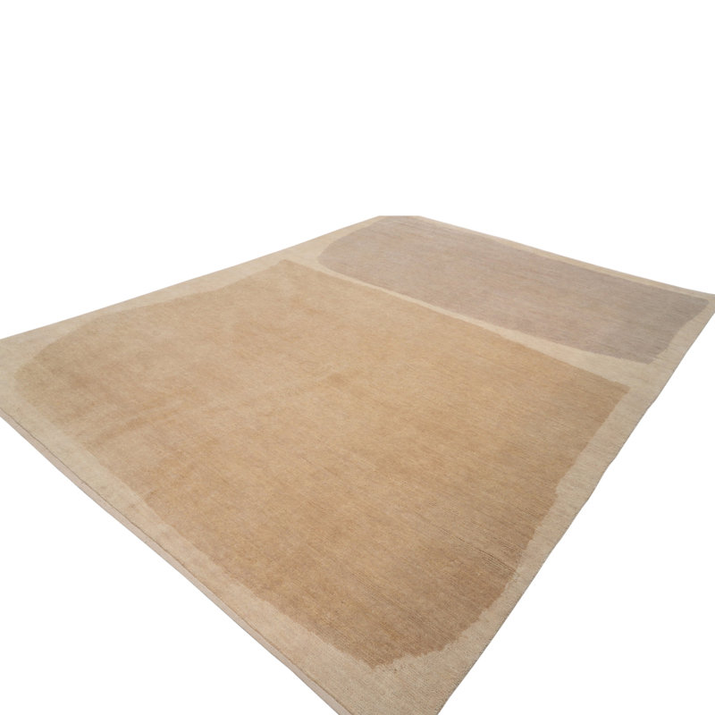 Abstract Contemporary Wool Rug, Natural