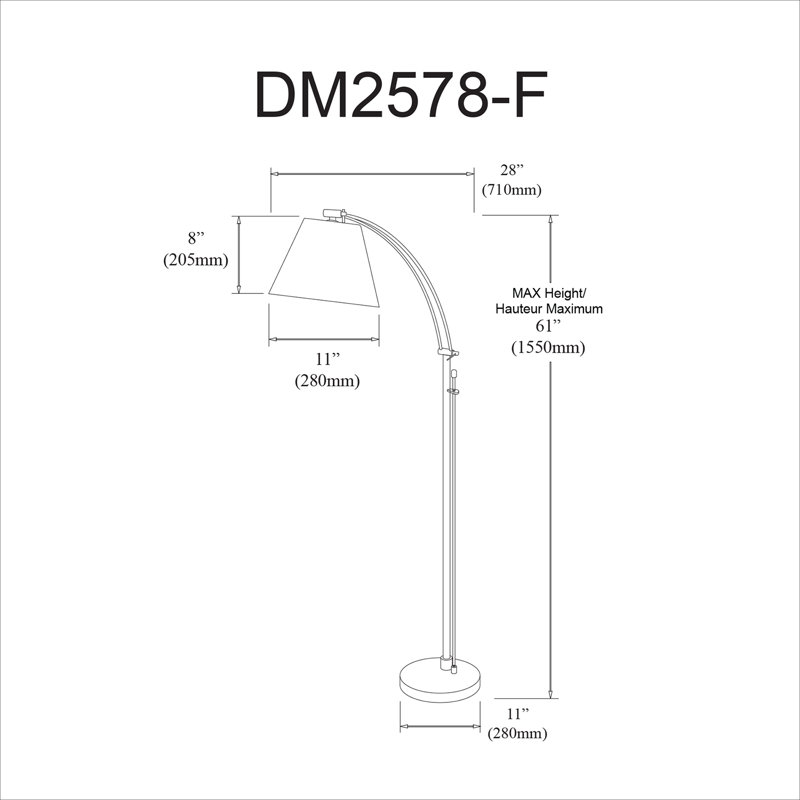 Naiya 61'' Arched Floor Lamp, Flax