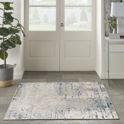Addie Abstract Modern Machine Woven Area Rug in Beige/Gray