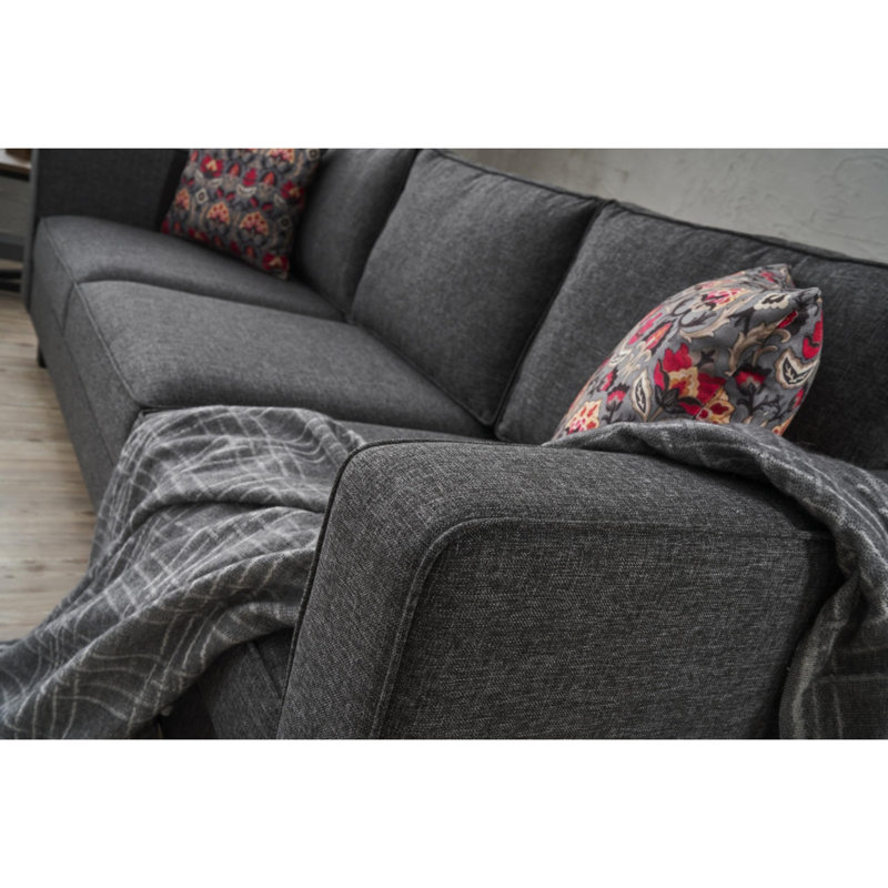 Canapé rembourré Breaanna, Mélange de polyester gris foncé
