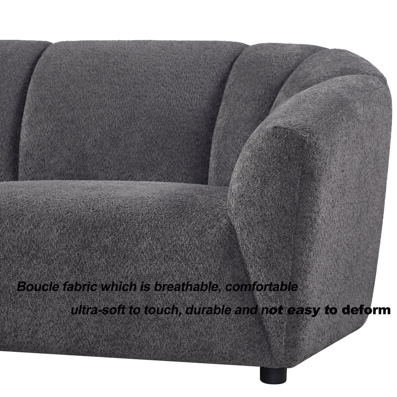 Upholstered Sofa Sofa Set With Luxury Boucle Fabric , 3 Seater For Living Room, Gray Microfiber/Microsuede