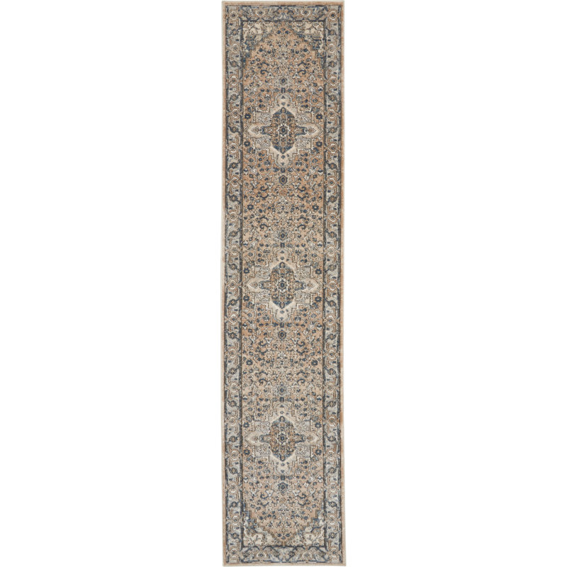 Tapis oriental beige / gris Jurado, Tapis de couloir 2 pi 2 po x 6 pi