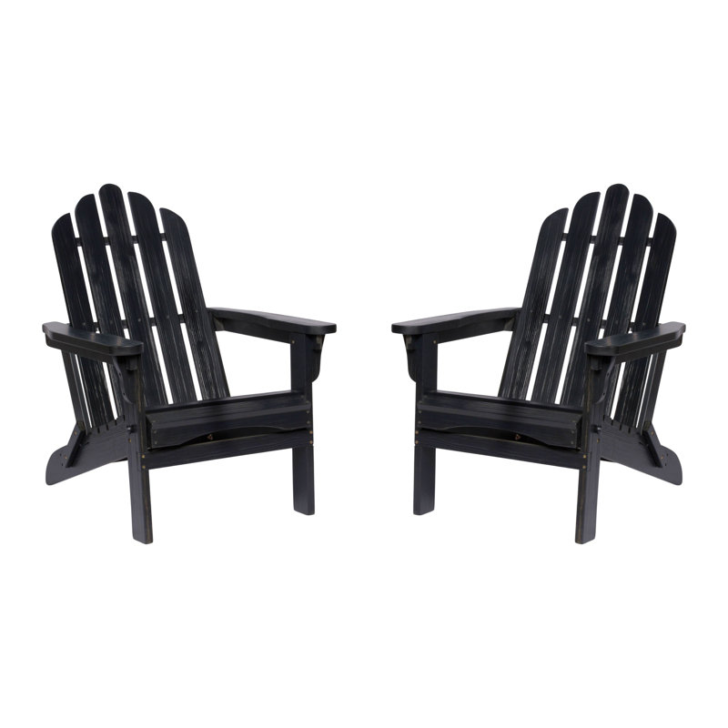 Amza Foldable Outdoor Adirondack Set, Black