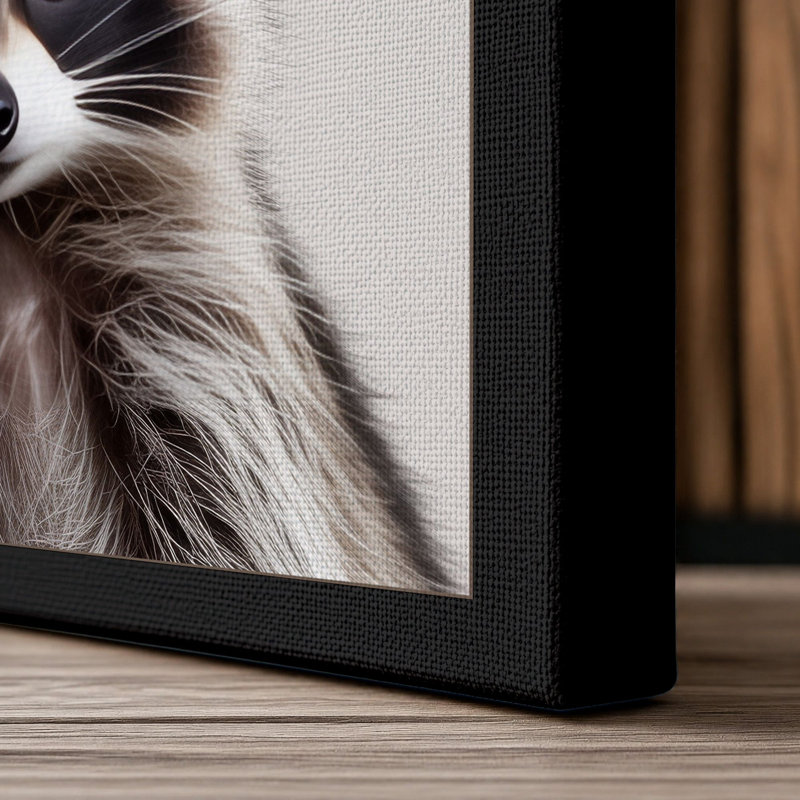 Raccoon with Toilet Paper Modern - Wrapped Canvas, 24x16 - 61.0 x 40.6 cm, Black Border